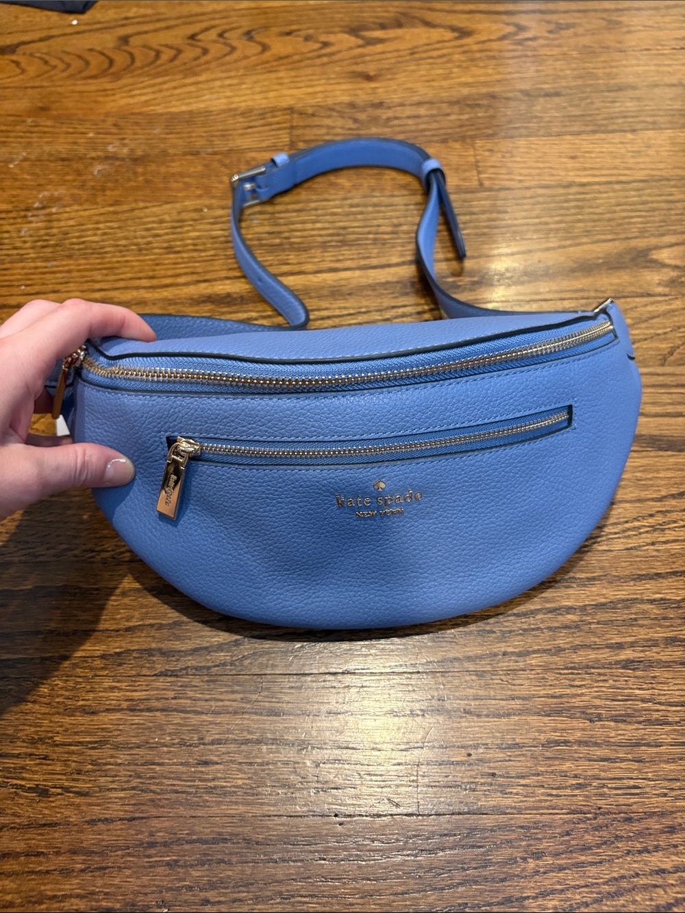 kate spade Blue Leather Crossbody Belt Bag with Gold Hardware - Picture 3 of 8